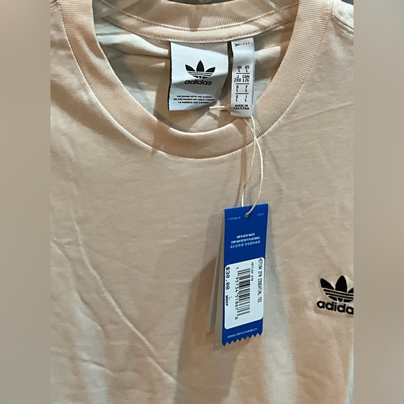 Adidas Cream Short Sleeve Tee Classic Design - Picture 3 of 5
